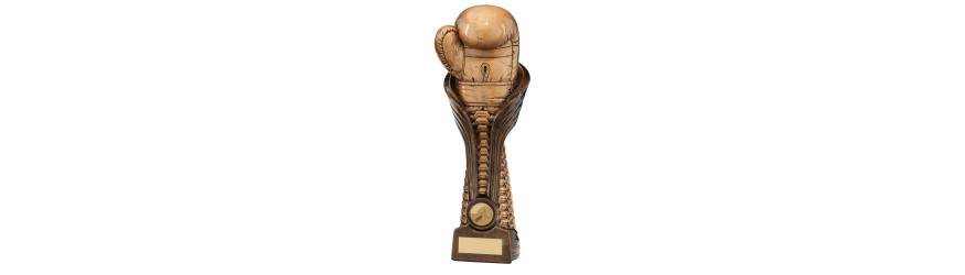 GAUNTLET BOXING RESIN TROPHY - 2 SIZES - 18.5CM - 25CM